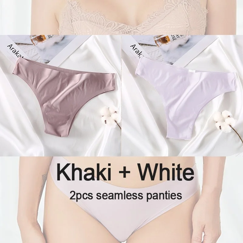 2PCS/Set Women's Panties Seamless Underwear Sexy Lingerie Thong Female Underpants Low-Rise Pantys T-back Briefs Femme Panties