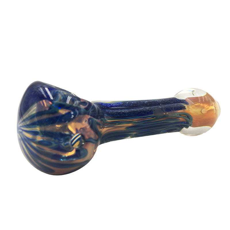 Blue Colorful Glass Hand Pipe  with Flower Shape
