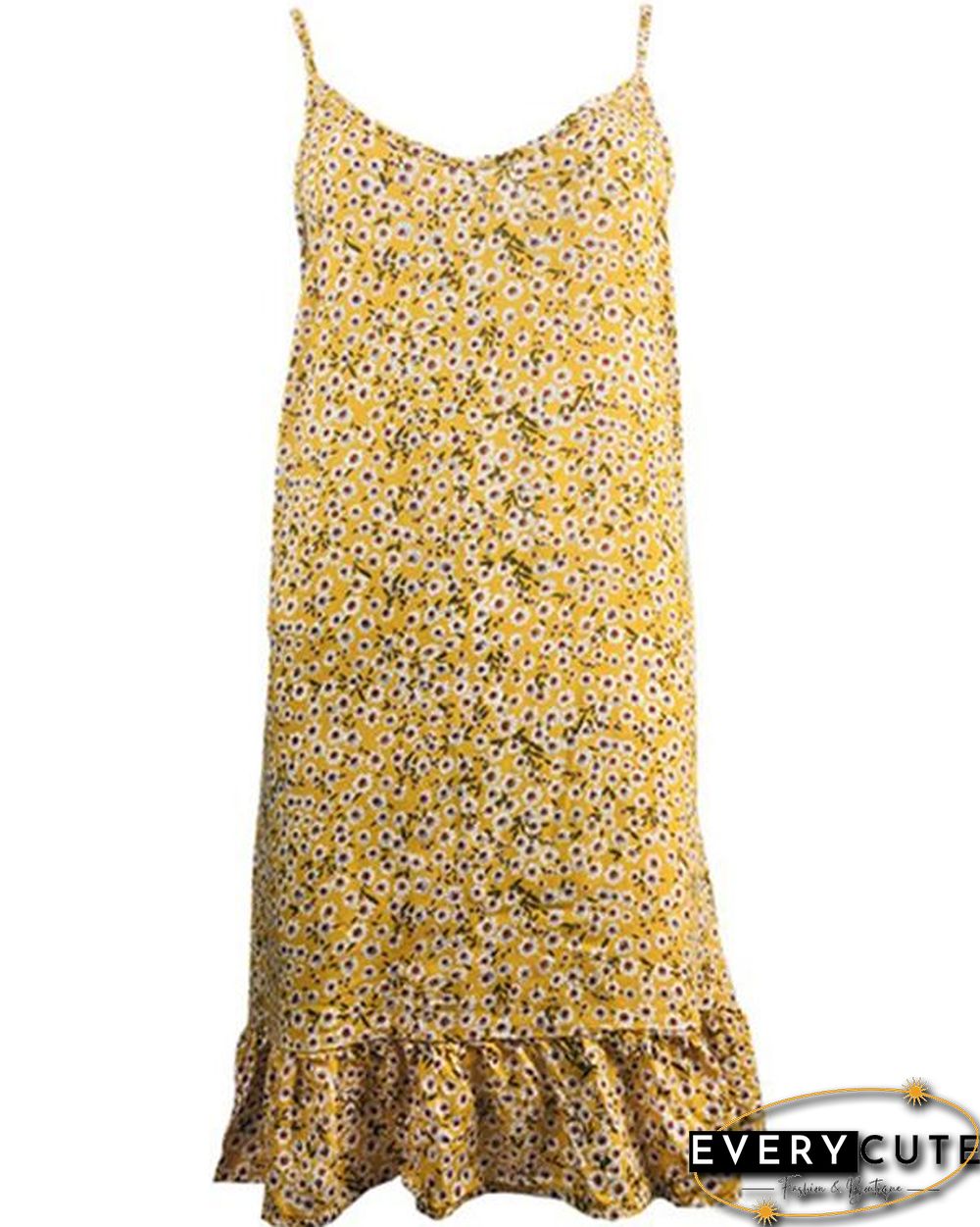 Chic Floral Slip Camisole Neckline Shift Dress