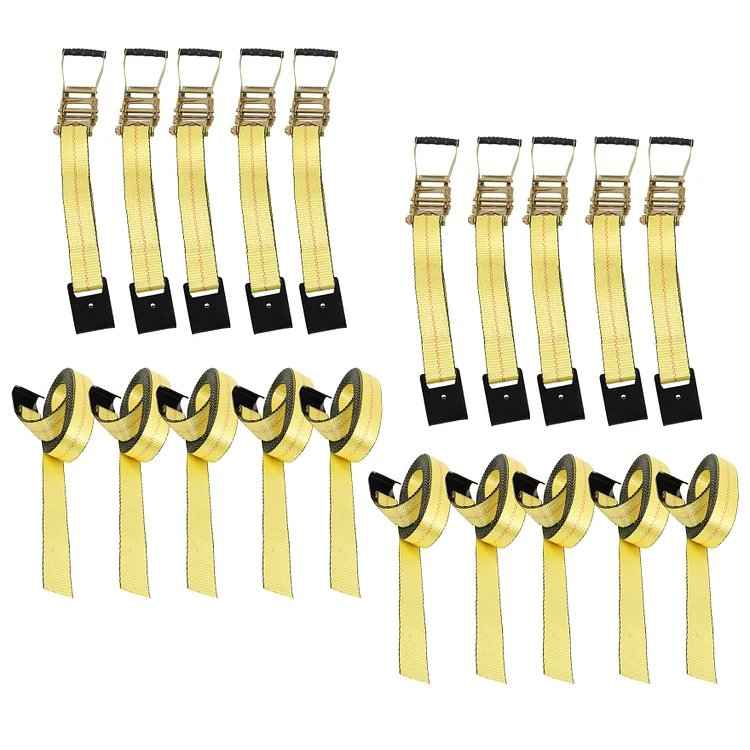 SEBLAFF 10 Pack 2 x 30 Ratchet Tie Down Straps Yellow 10,000 Lbs Breaking Strength Replacement for Flatbed, Truck, Trailers Pickup