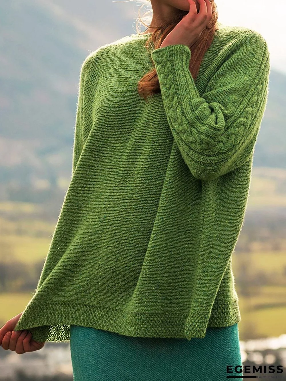 Crew Neck Knitted Sweaters Plus Size Pullovers Jumpers | EGEMISS