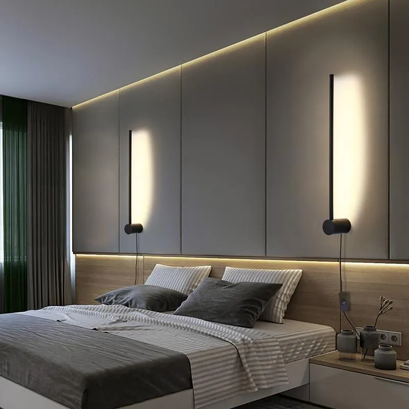 RGB Minimalist long strip LED wall lamps Modern living room bedroom ...