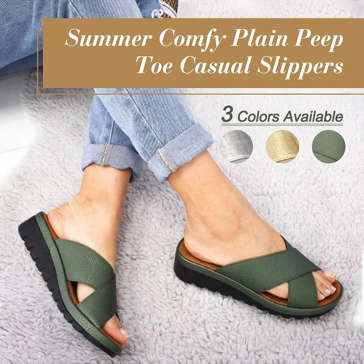Summer Comfy Plain Peep Toe Casual Slippers | 168DEAL