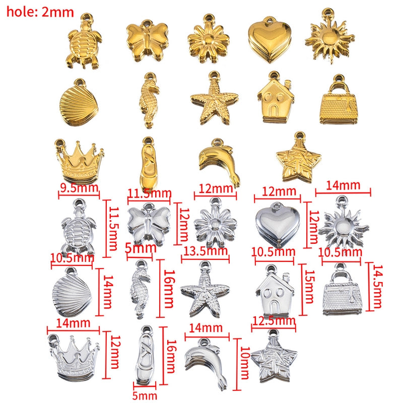 10 PCS/Package 14 * 12mm 304 Stainless Steel Tortoise Dolphin Shell Pendant Jewelry Accessories