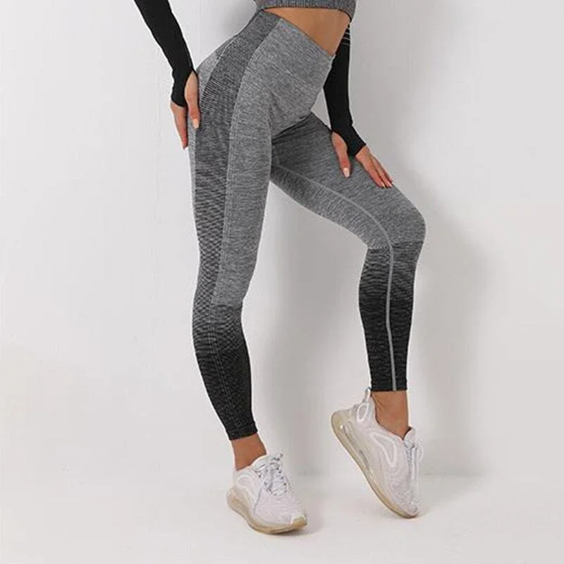 Women High Waist Fitness Leggings Push Up Gym Activewear Seamless Leggins Mujer Knitting Workout Femme Jegging