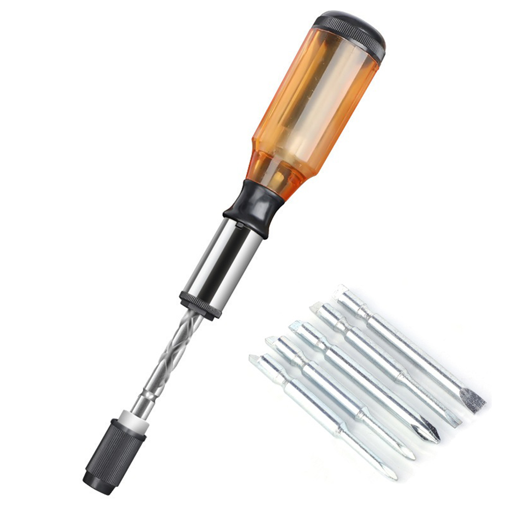 Push Pull Ratchet Screwdriver Set 6 in 1 Press Type Semiautomatic Rotating