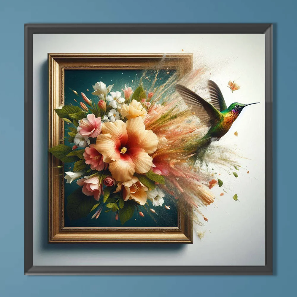 Diamond Painting - Full Round Drill - Hummingbird Out of the Frame(Canvas|40*40cm)