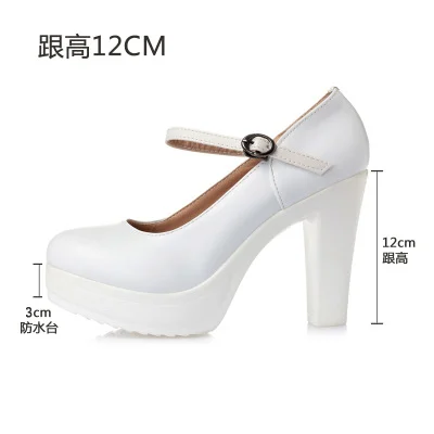 Breakj Breakj Head Shallow High Heels Buckle With T-Singexi Shoes Coarse Heel Model Performance Shoes Waterproof Table 33 Yards Women's Shoes