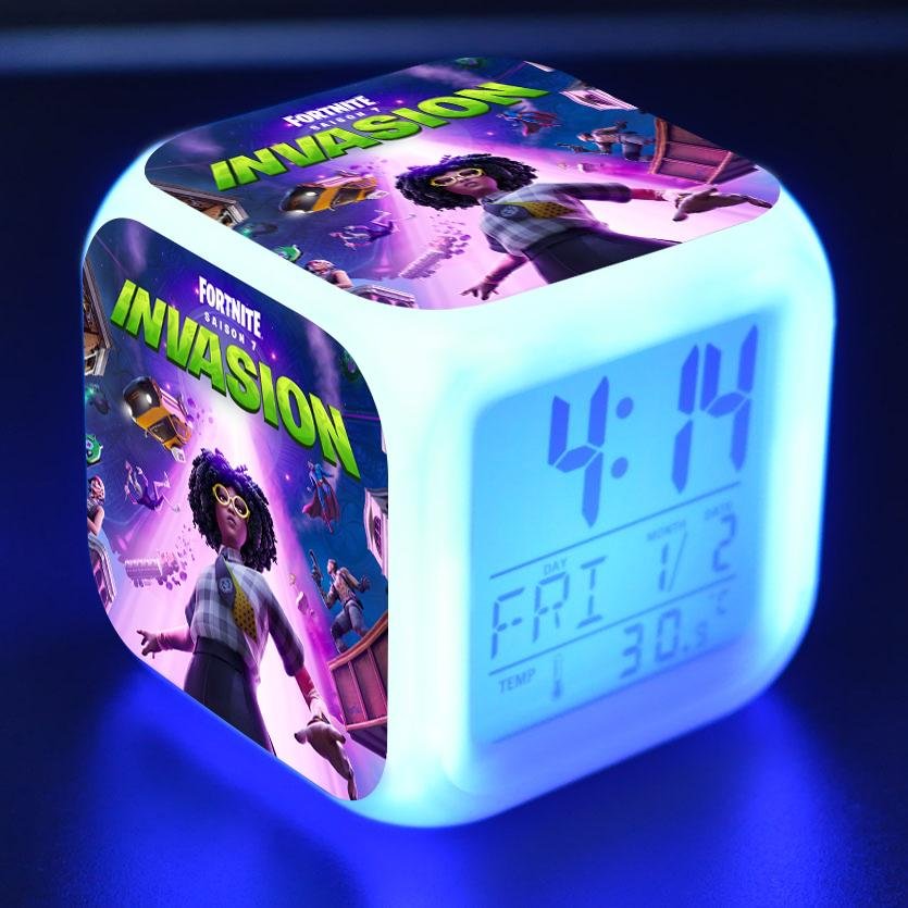 Fortnite Chapter 2 Season 7 Digital Alarm Clock 7 Color Changing Night Light Touch Control Clock for Kids