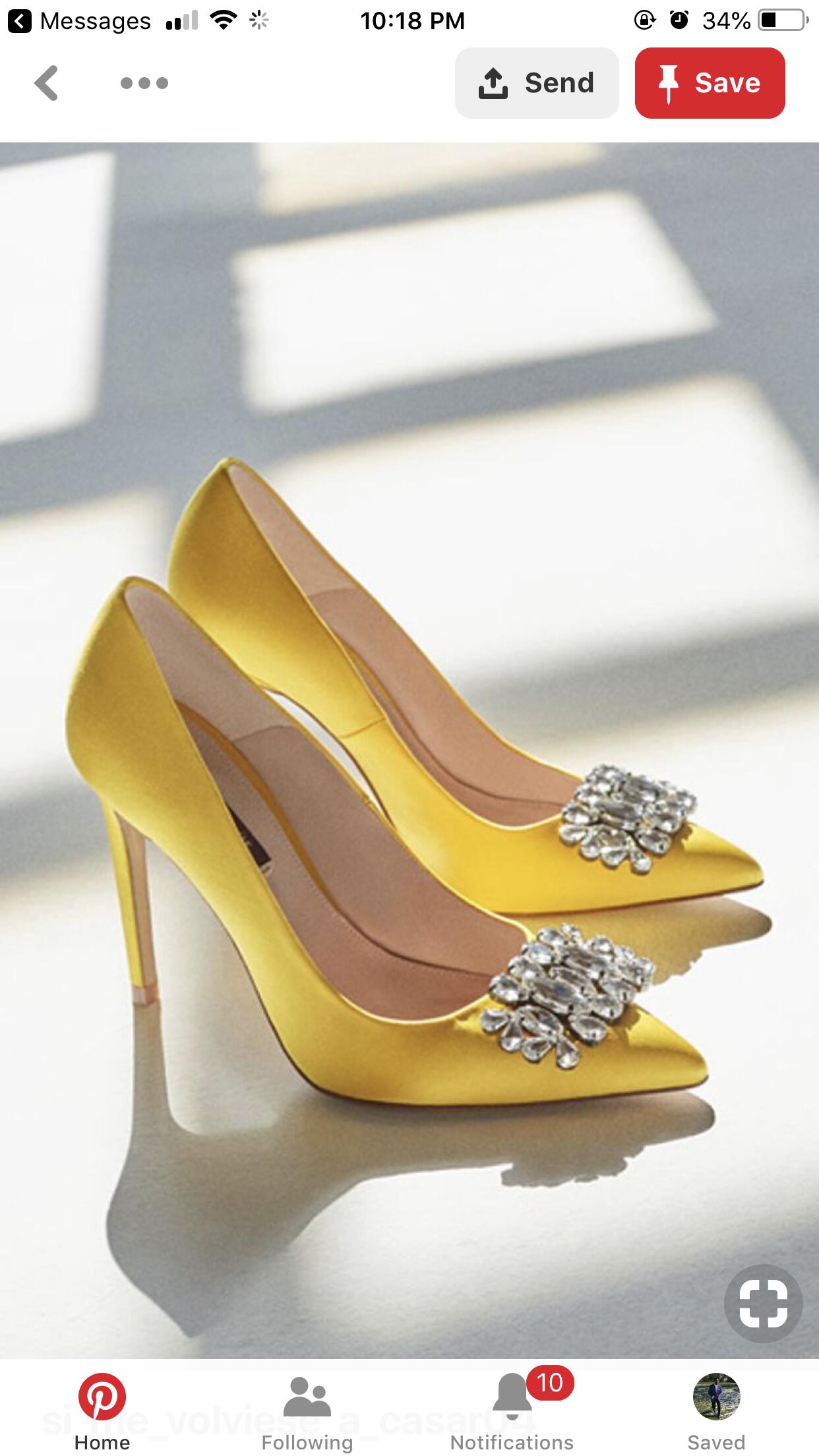 GOOSHOE Yellow Rhinestone Clip Pumps