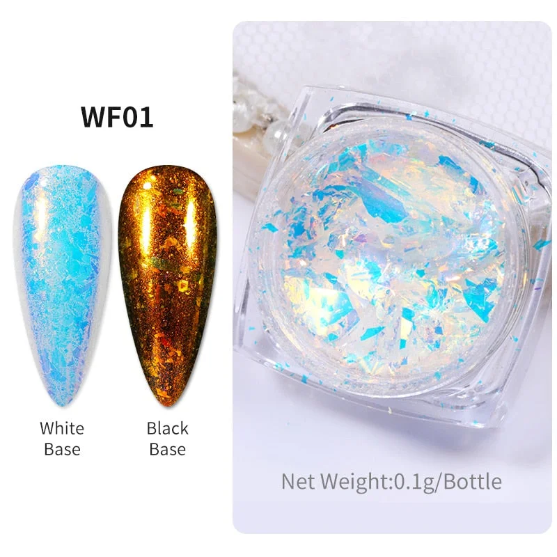 Crystals Aurora Nail Powder Iridescent Glitter Fire Opal Star Nail Art Cloud Flakes Chrome Powder Paillettes Nail Sequins