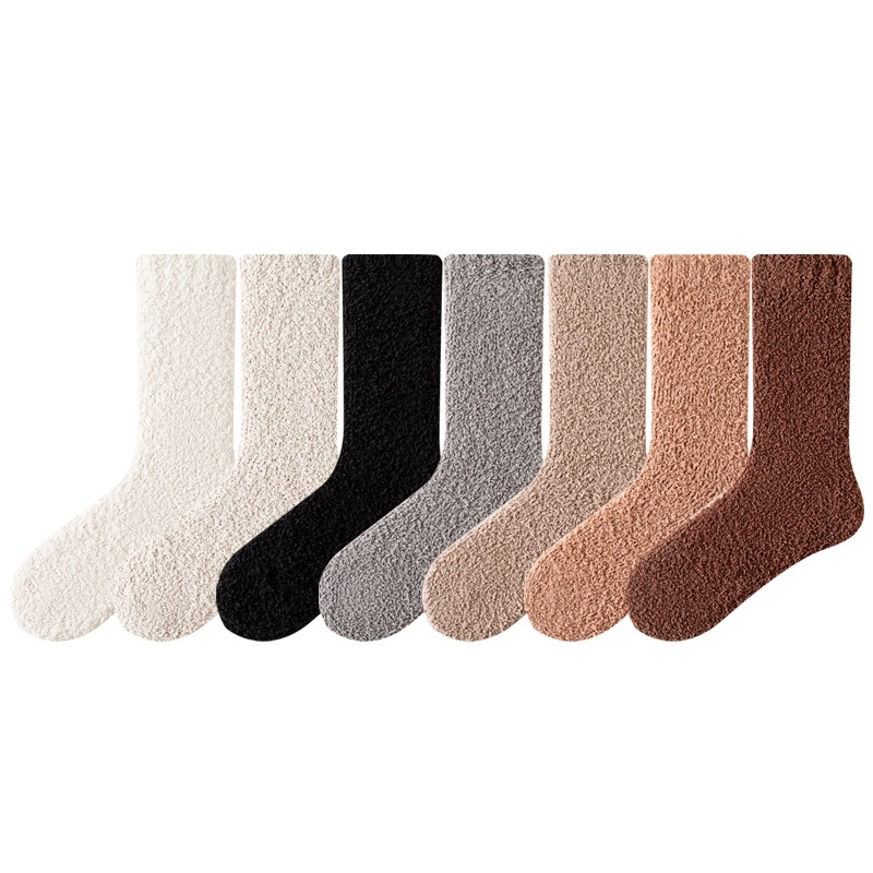Coral Velvet Socks Women’s Mid-calf Length Socks Autumn And Winter Fleece-lined Thick Warm Plush Women’s Socks Winter Floor Sleep Socks Women