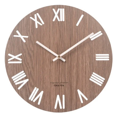Nordic Retro Wooden Wall Clock Corridor Living Room Decoration Solid Wood Quiet Clocks Hanging Wall Watch Cafe Store Home Decor