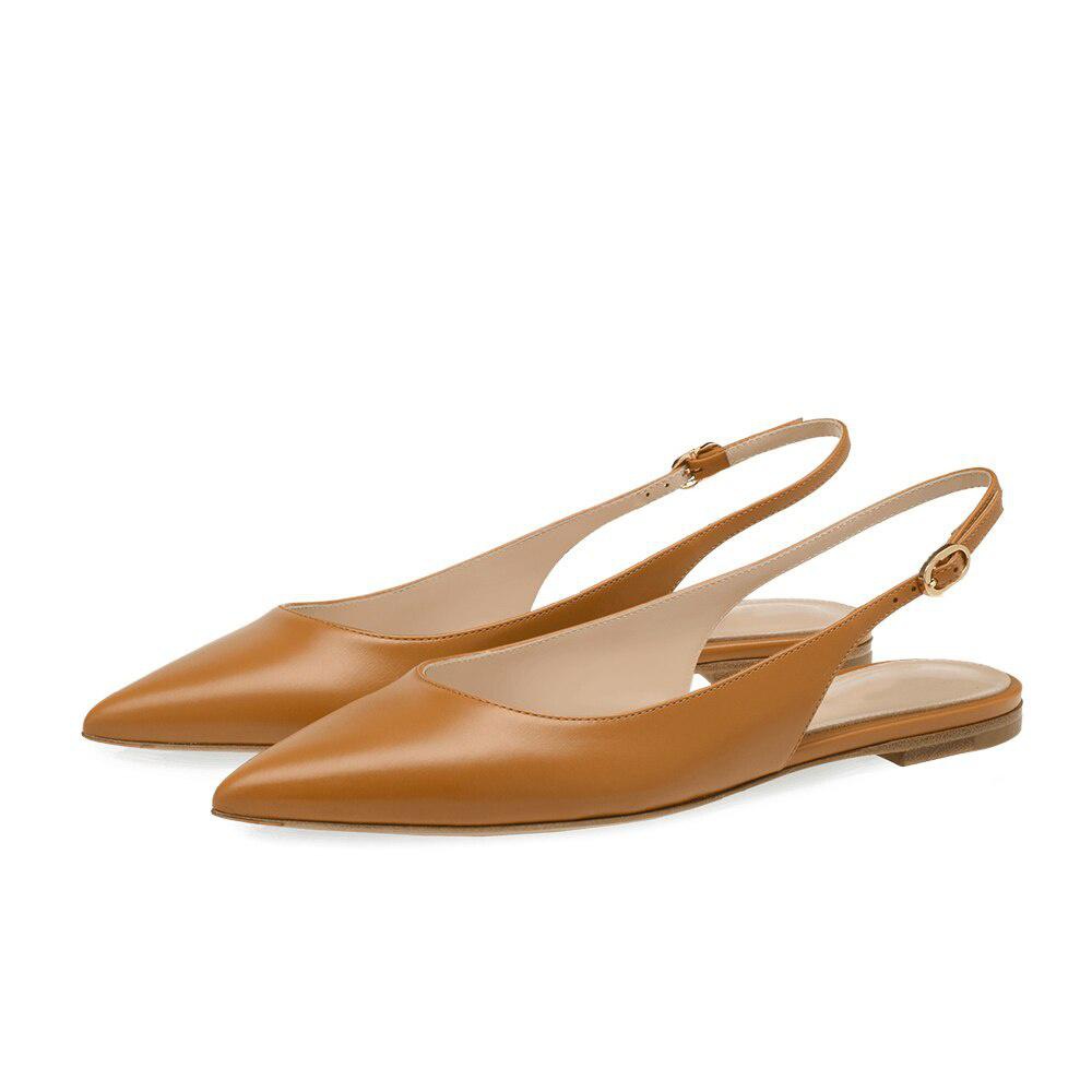 Women Pointed Toe Brown Flats Stylish Black Slingbacks Footwear Flats