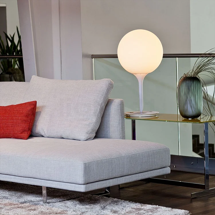 White glass ball table lamp - Appledas