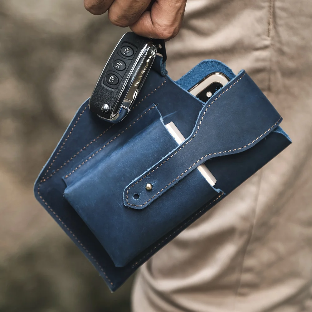 Men's sports tactical fanny pack bag European and American retro leather fanny pack