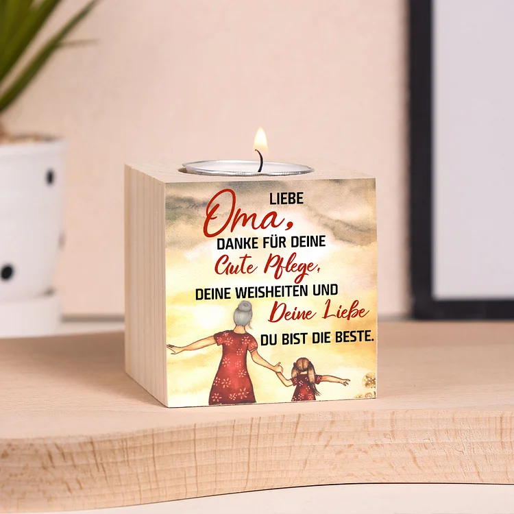 Kettenmachen Holz Kompliment Kerzenhalter 1 bedruckte Seite-Oma Danke für deine gute Pflege und Liebe-Geschenk für Großmutter