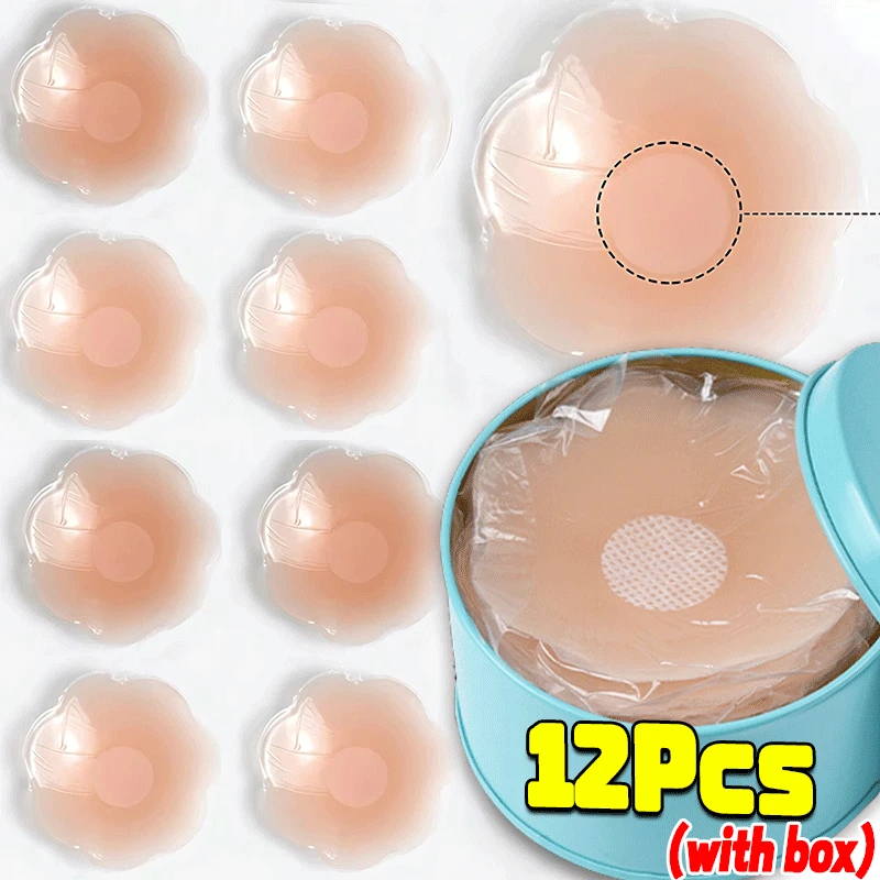 Bayuyun 2-24PCS Invisible Self Adhesive Chest Paste Reusable Sticker Breast Petal Strapless Lift Up Bra Pad Silicone Petal Nipple Cover