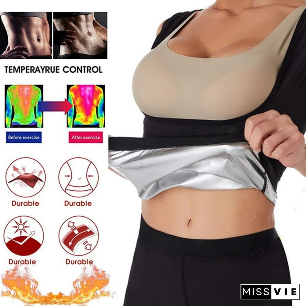 S-5XL Women Waist Trainer Corset Weight Loss Slimming Shirt Silver Coating Sauna Sweat Vest Workout Body Shaper Tank Top Shapewear