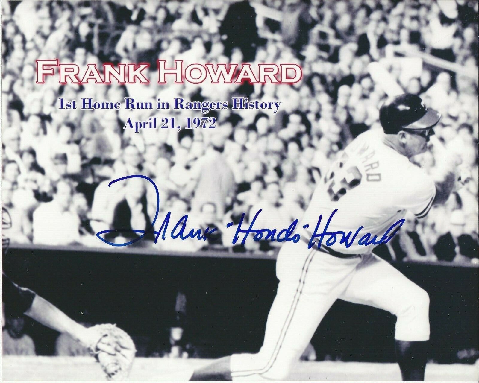 Frank Howard Autographed 8x10 Texas Rangers#5