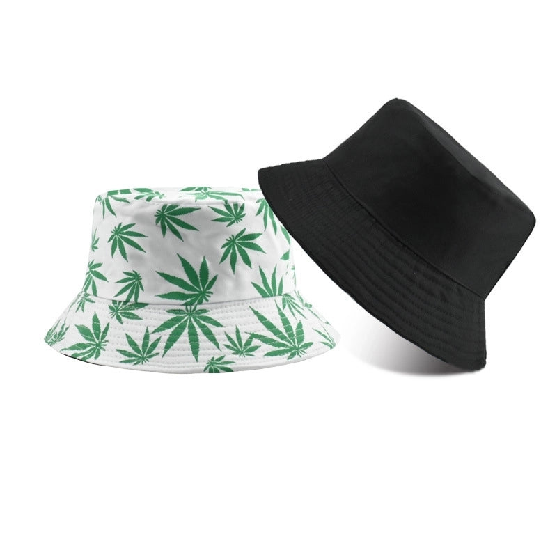 Unisex Minimalist Maple Leaf Printing Wide Eaves Bucket Hat
