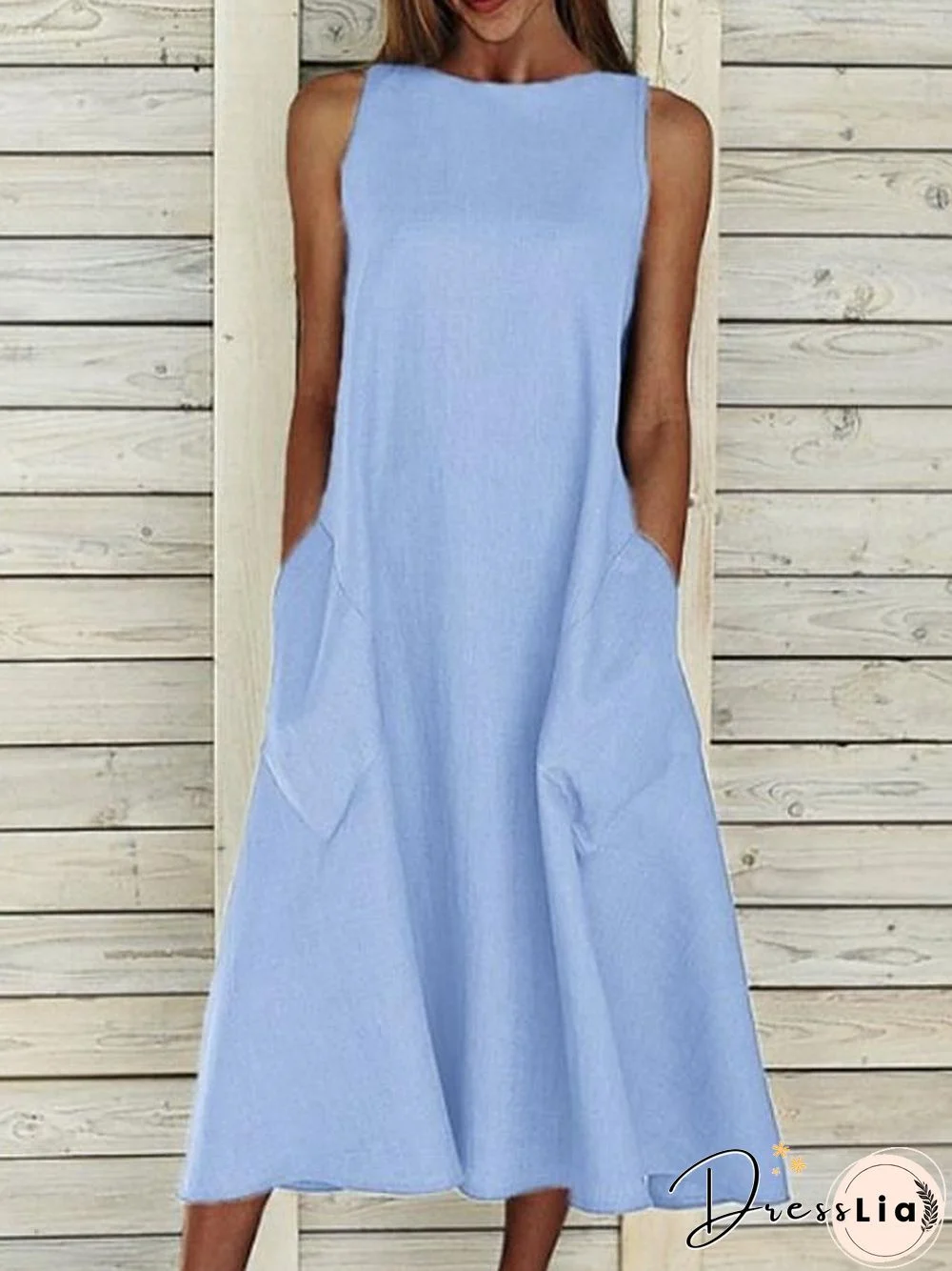 Women's A-Line Dress Midi Dress - Sleeveless Pocket Summer Basic Holiday White Blue Yellow Gray S M L XL XXL