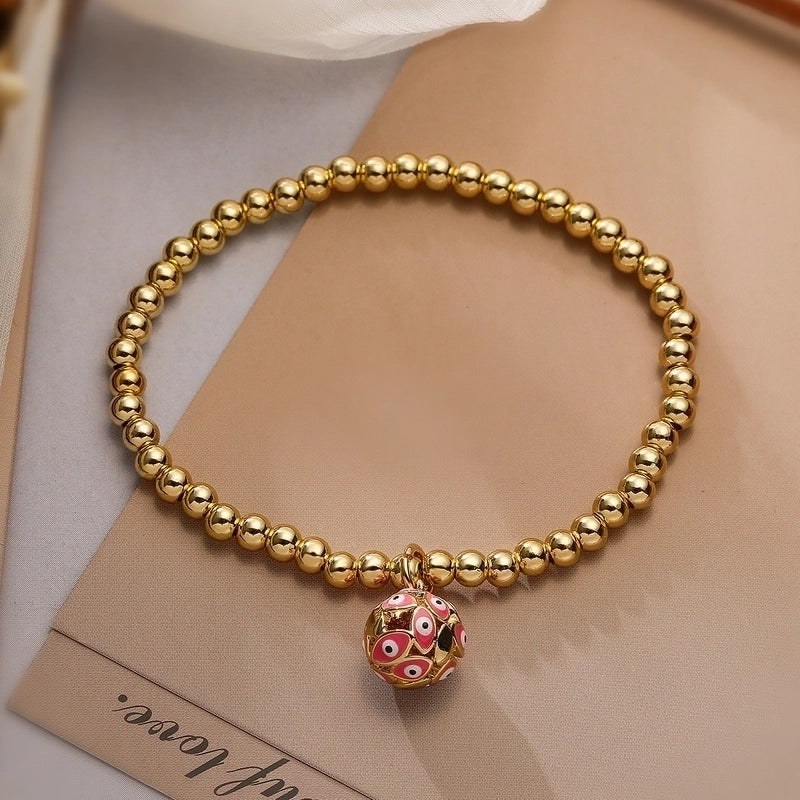 Vintage Style Minimalist Devil’s Eye Copper Enamel Plating 18k Gold Plated Bracelets