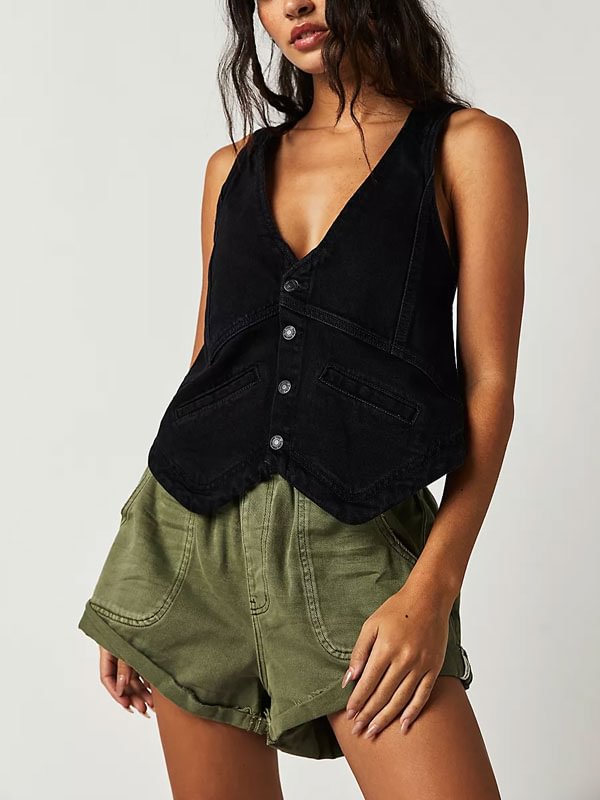 loose pleated waistband vintage women's shorts