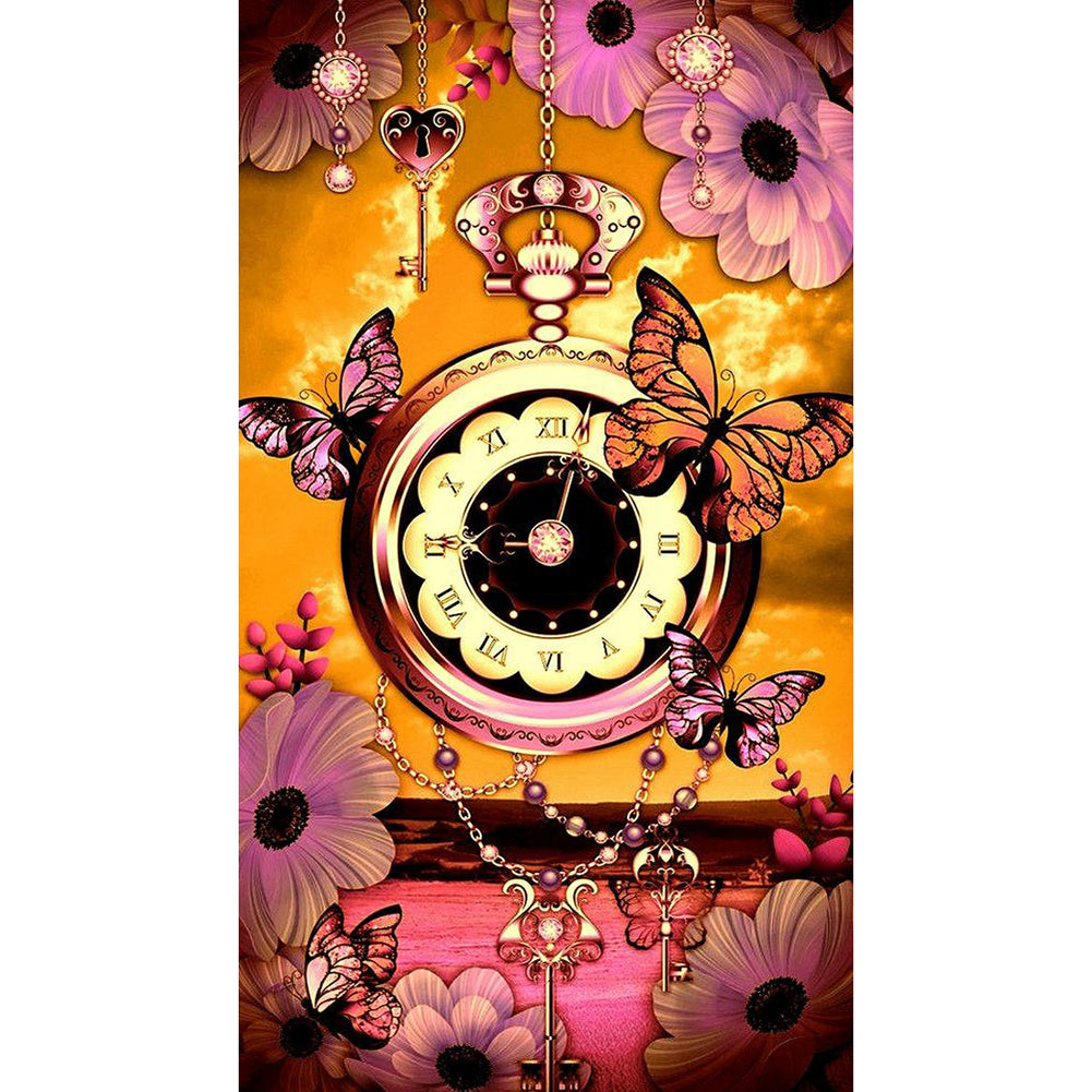 Clock Flower 40*80CM(Canvas) Full Round Drill Diamond Painting gbfke