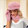Women's Winter Warm Knit Hat Beanie Gloves & Scarf 3-Piece Set