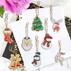 8PCS Diamond Art Keyring Sabta Double Sided Rhinestone Painting Keychain Pendant