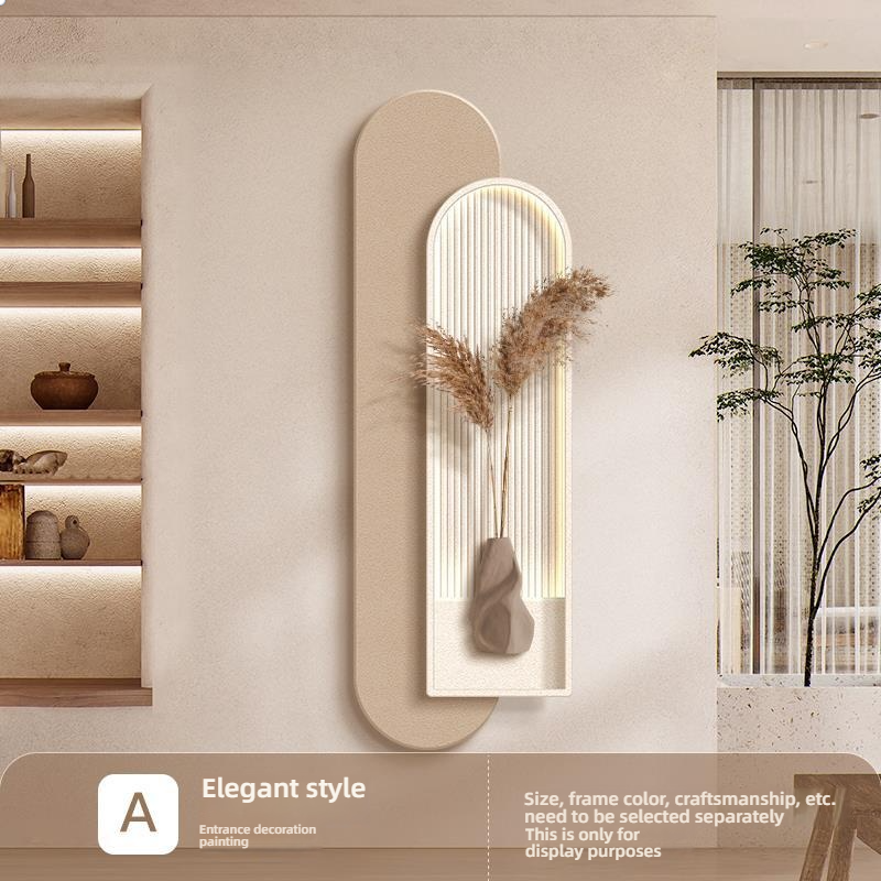Cream Wabi-Sabi Style Entrance Decorative Painting Light Luxury High-End Sense Entryway Facing Door Corridor Aisle Hanging Painting with Light Wall Painting