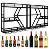 [US Local Warehouse] Metal Wall Mounted Wine Rack 3-Tier with Glass Holder for Kitchen Home Black