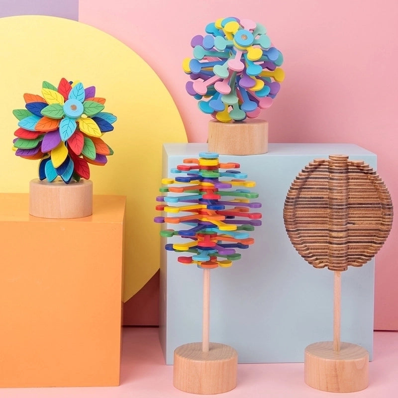 Wooden Color Rotating Lollipop Young Children Early Education Cognitive Creative Toys