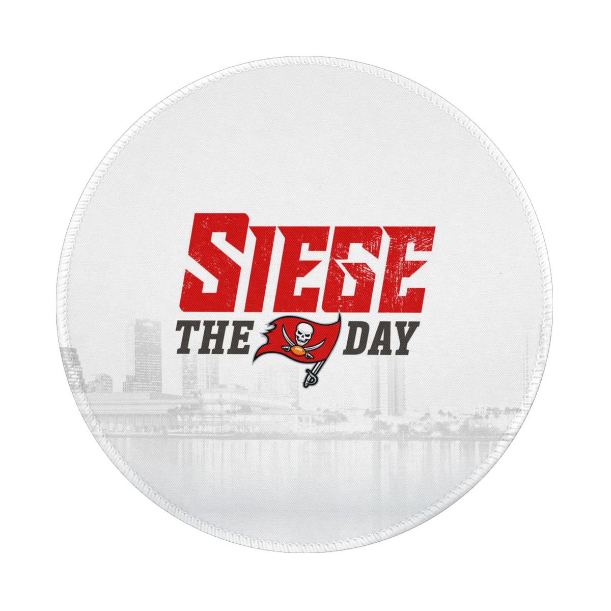 Tampa Bay Buccaneers White Slogan Waterproof Round Mouse Pad for Wireless Mouse
