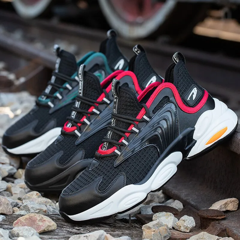 Breathable Men Safety Shoes Ankle Boots Steel Toe Cap Men's Casual Boots Work Indestructible Shoe Puncture-Proof Fashion Sneaker