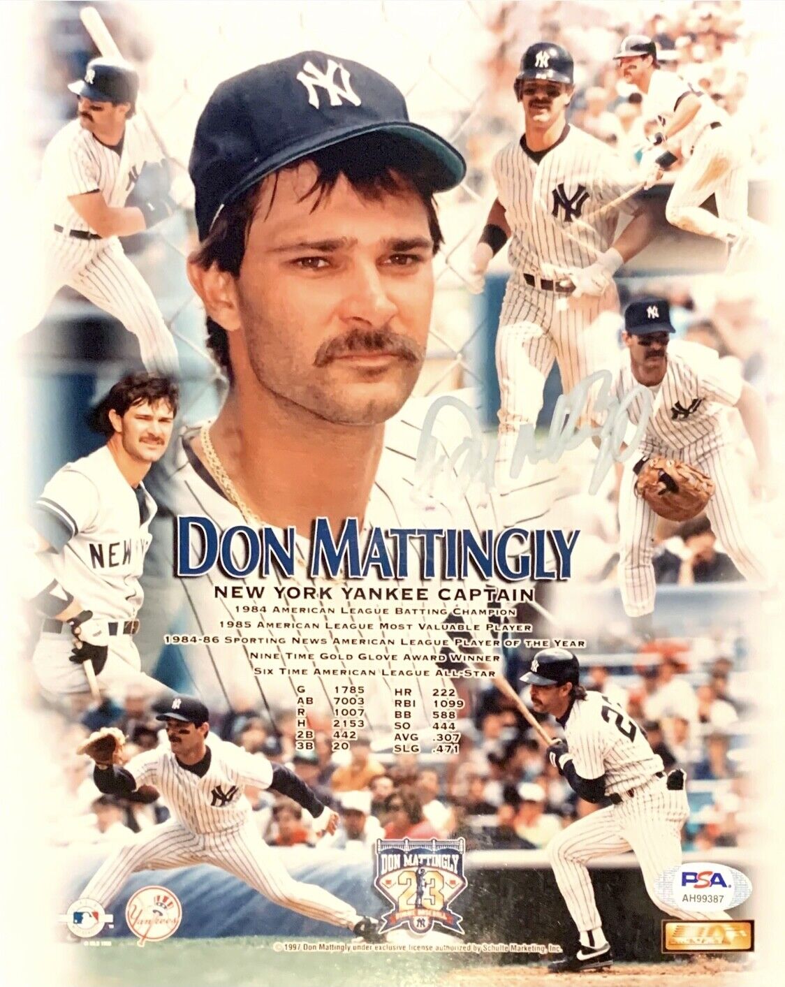 Don Mattingly Signed New York Yankees 8x10 Photo Poster painting PSA AH99387