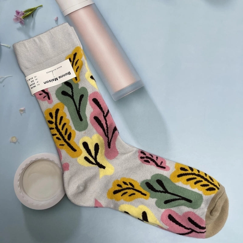 Women’s Minimalist Human Houndstooth Cotton Crew Socks A Pair