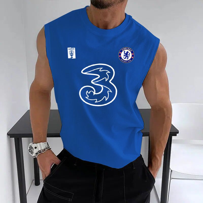 Men's Football Team Logo Print Jersey Casual Fitness Sleeveless Vest / TECHWEAR CLUB / Techwear