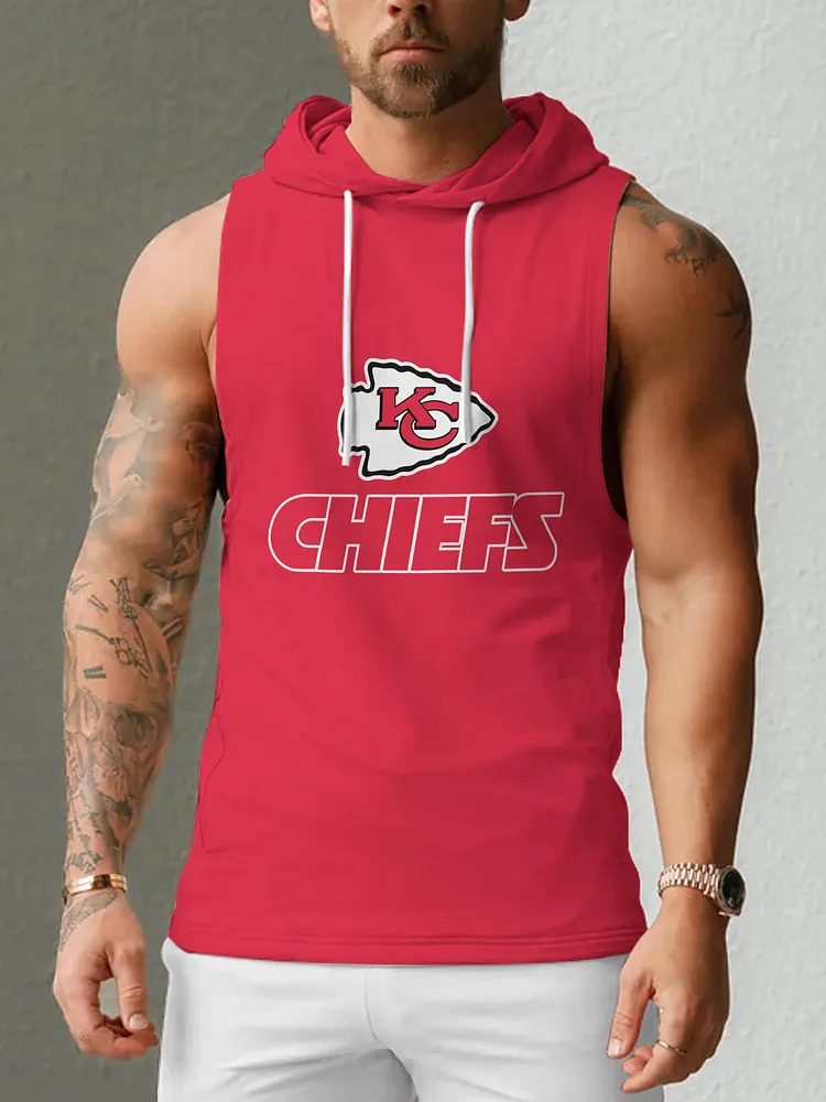 Kansas City Chiefs Men's  Casual Comfy Sleeveless Hooded Tank Top