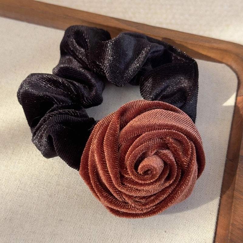 Elegant Romantic Artistic Women’s Rose Cloth Flannel Hair Tie