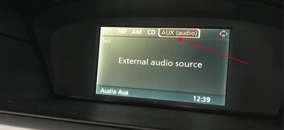 BMW E60 iDrive AUX audio option in the source menu