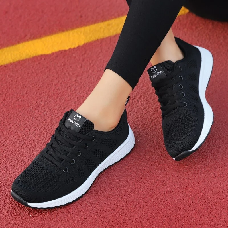 Women Casual Shoes Fashion Breathable Walking Mesh Lace Up Flat Shoes Sneakers Women 2020 Tenis Feminino Pink Black White