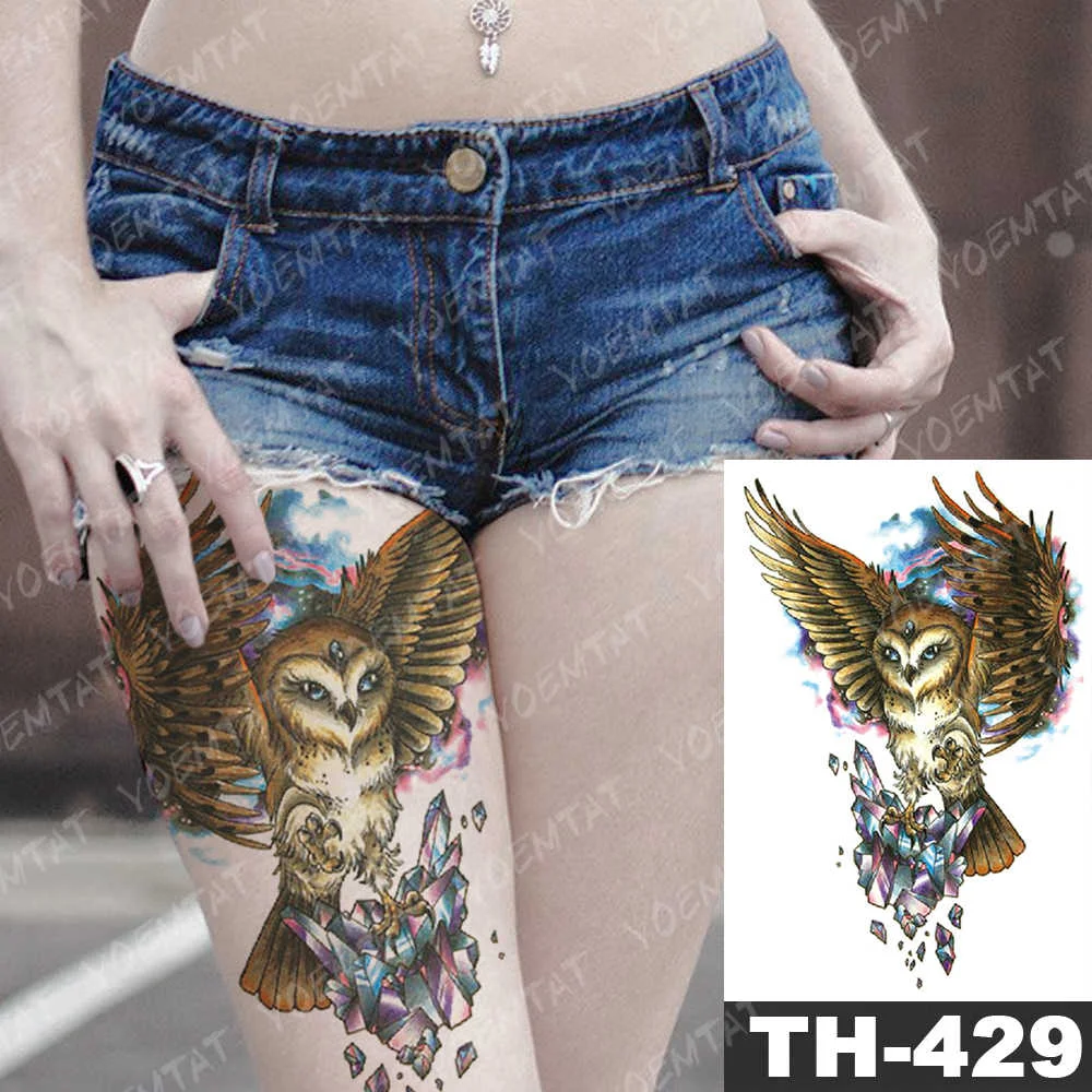 Sdrawing Geometric Rose Fox Wolf Waterproof Temporary Tattoo Sticker Swan Elk Animals Flash Tattoos Body Art Fake tatoo