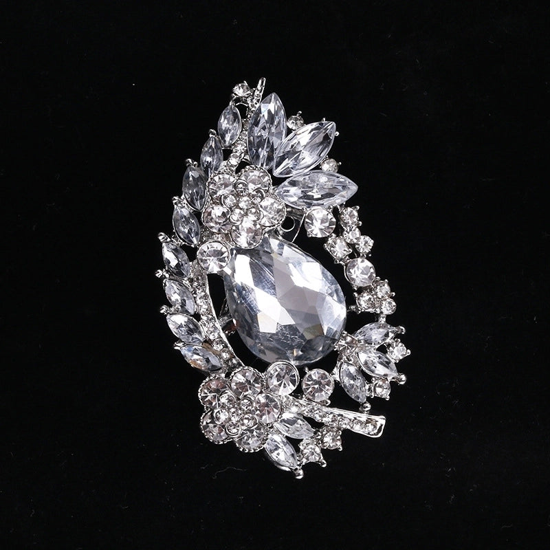 Pin Flower Alloy Inlay Glass Women’s Brooches