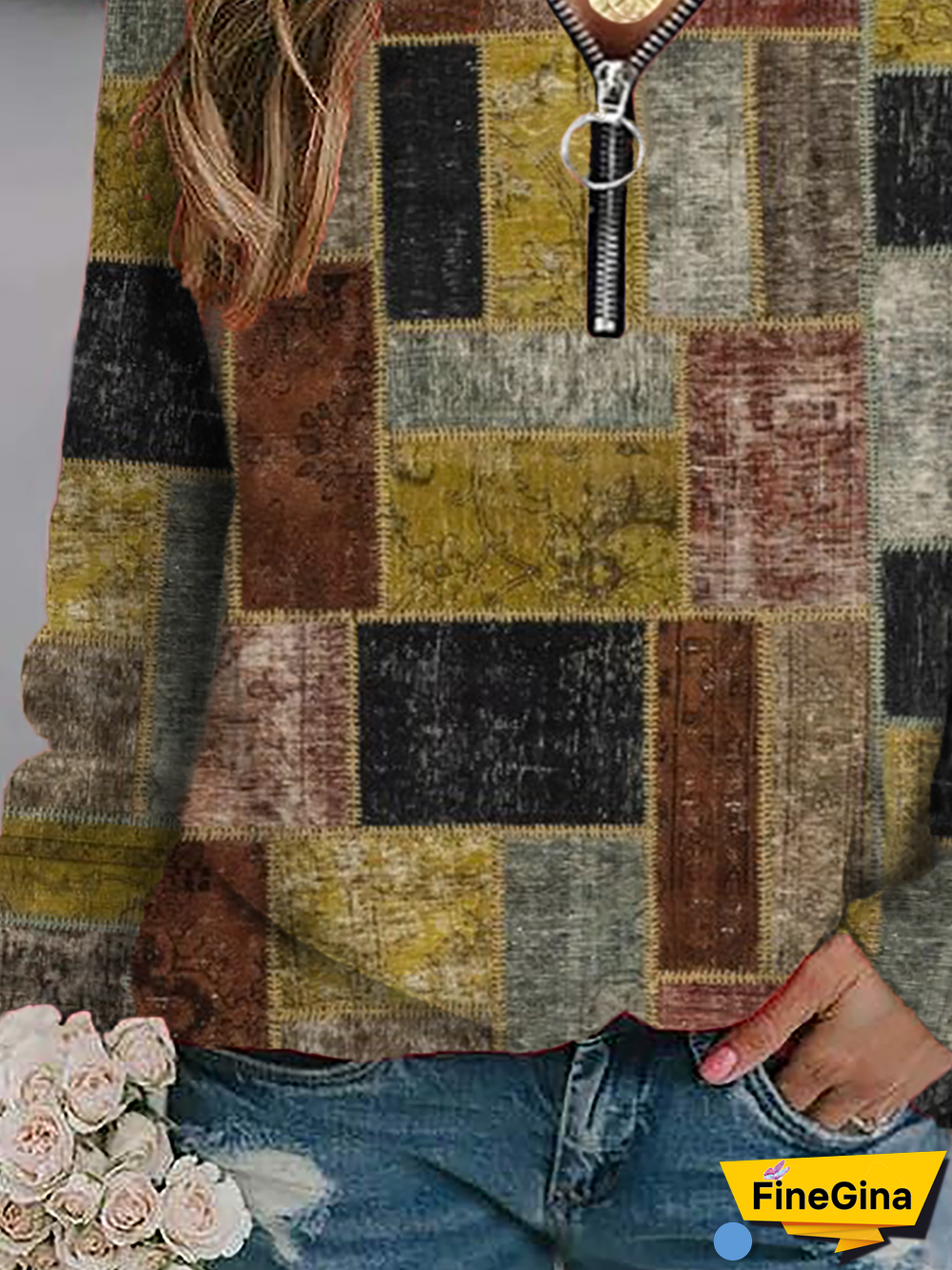 Plus size Geometric Printed Sweatshirts