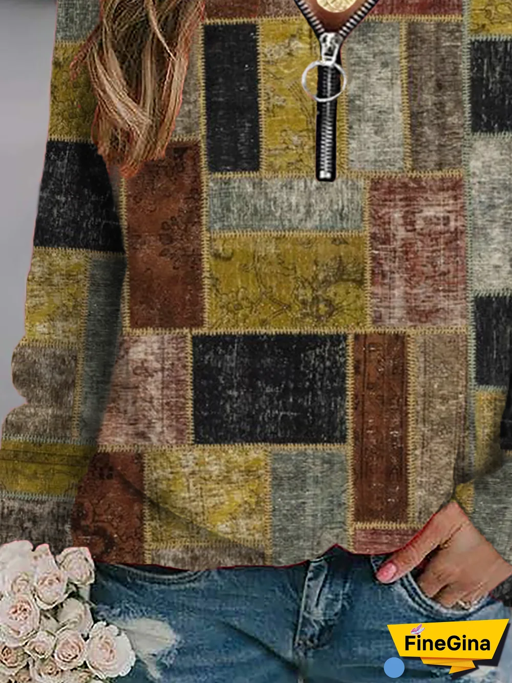 Plus size Geometric Printed Sweatshirts