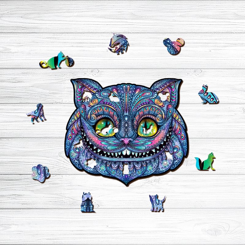 Jeffpuzzle™-JEFFPUZZLE™ Cheshire Cat Diamond Painting Wooden Puzzle