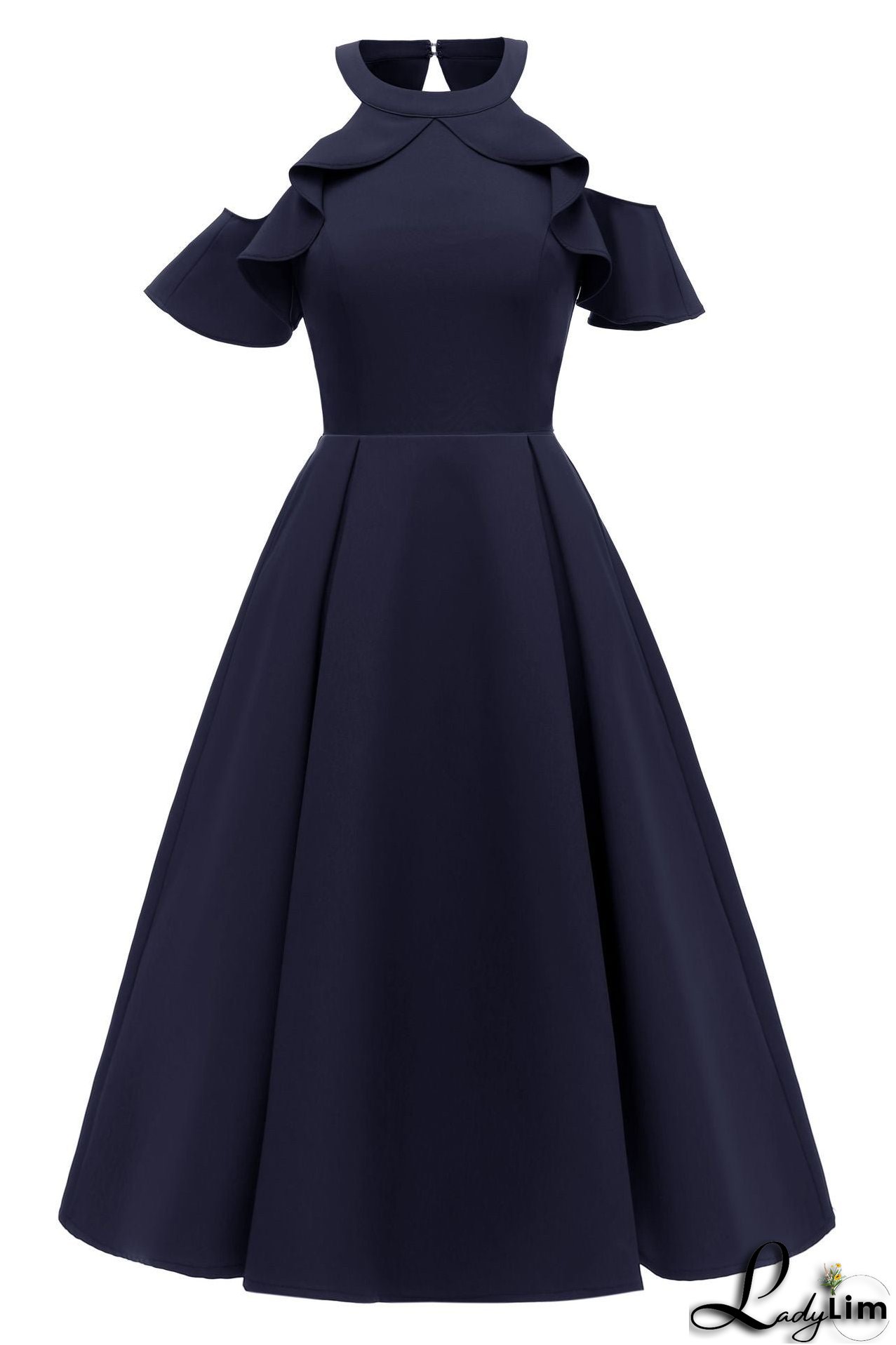 Burgundy Fit And Flare Ruffled Off-the-shoulder Homecoming Dress