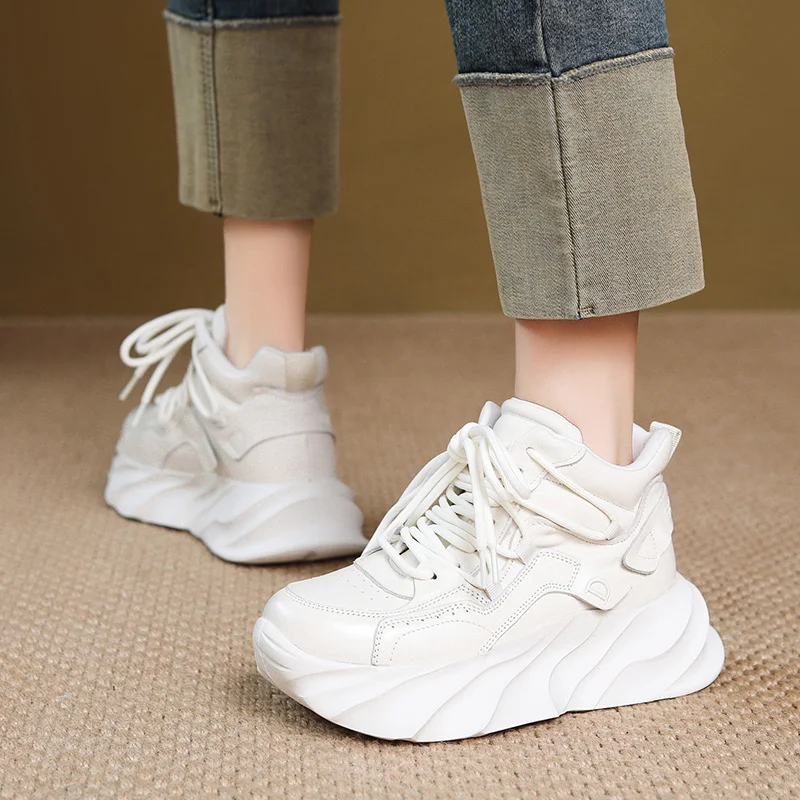 Yyvonne Time 138] Head-Level Cowfum Old Dad Shoes Women's Autumn Light Sports Leisure Single Shoes Small Heightening Women's Shoes